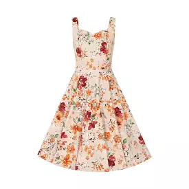 Warm Orange Sleeveless Floral Swing Tea