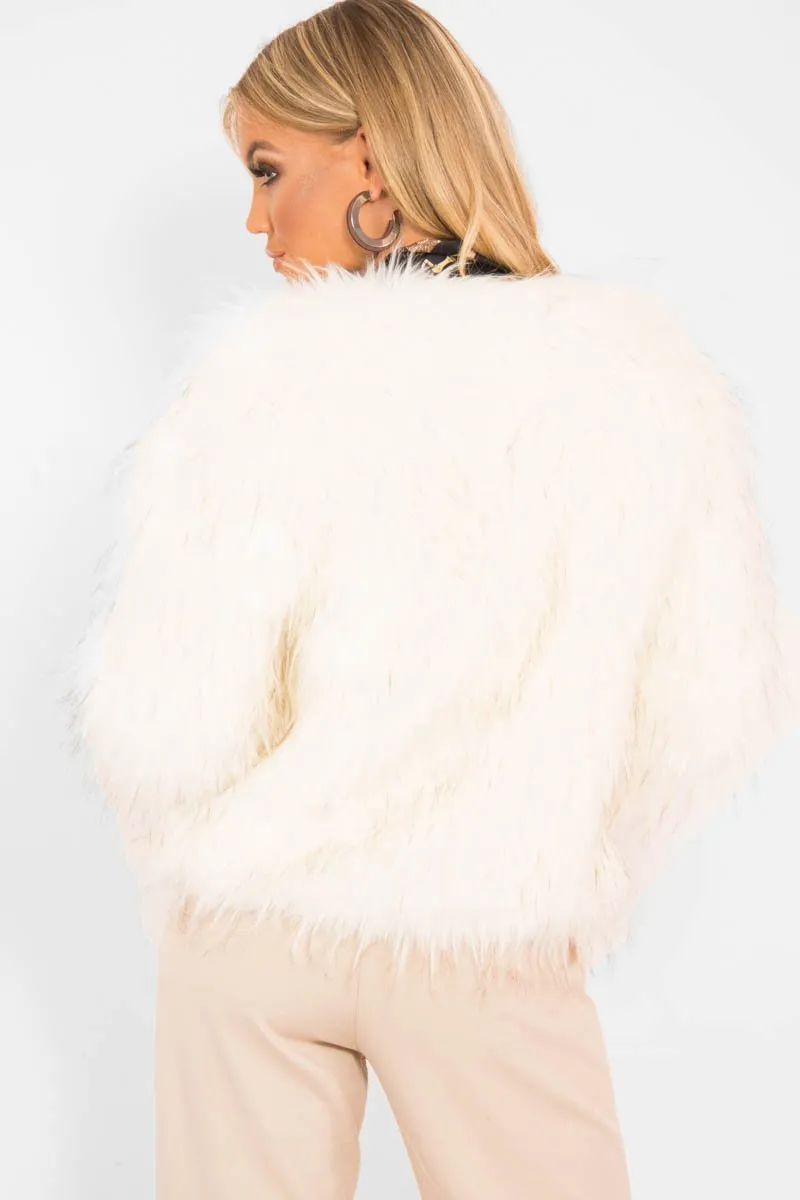 White Faux Fur Coat - Livy