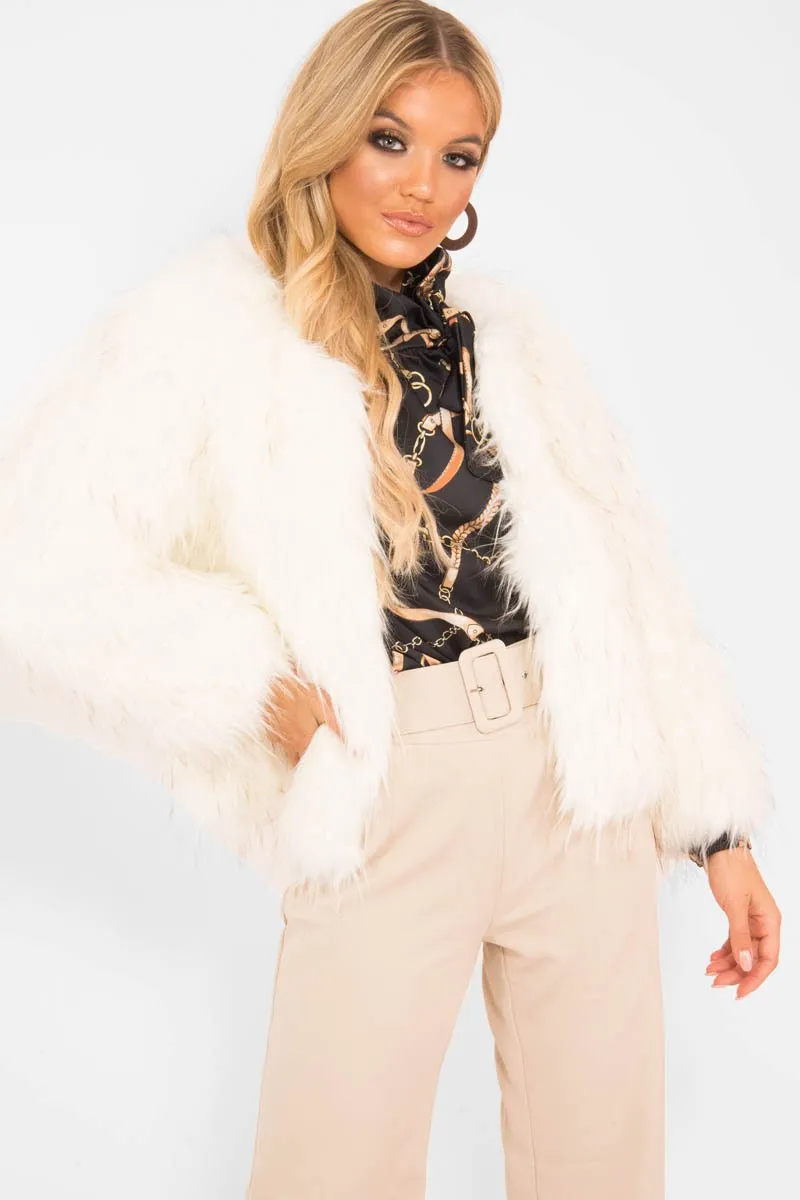 White Faux Fur Coat - Livy