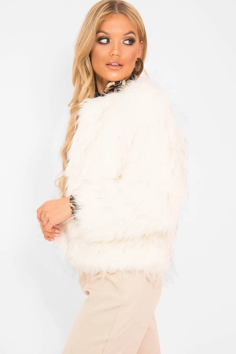 White Faux Fur Coat - Livy