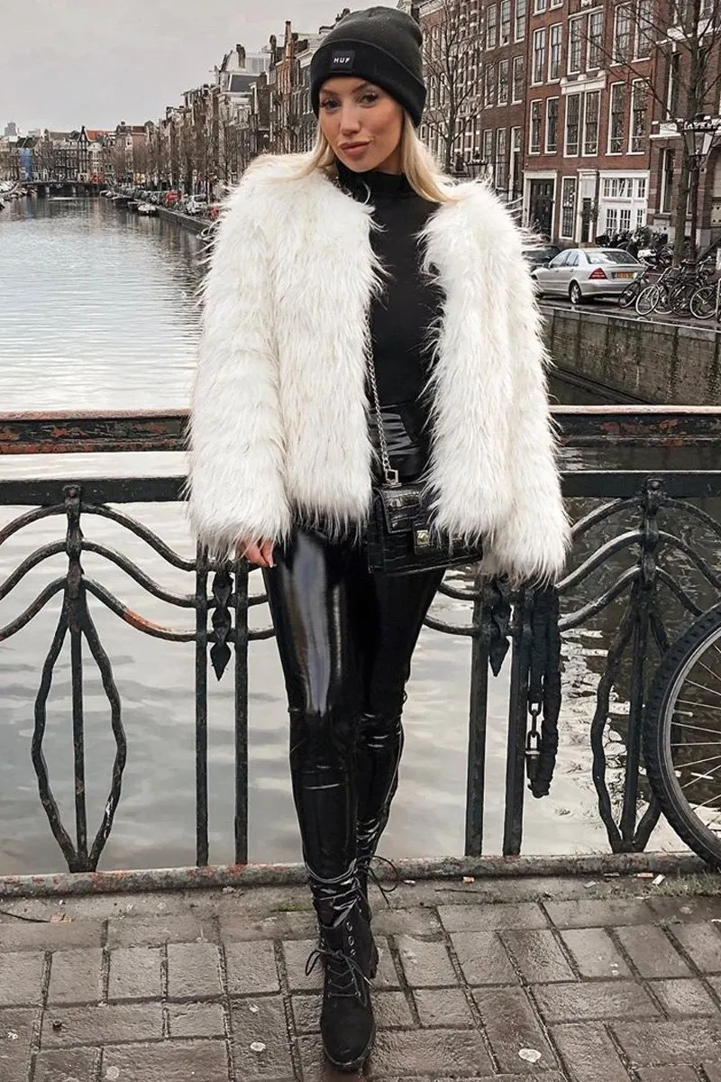 White Faux Fur Coat - Livy