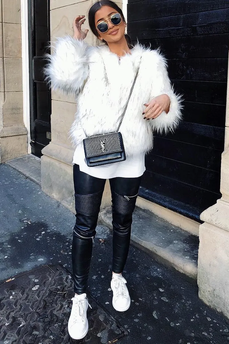 White Faux Fur Coat - Livy