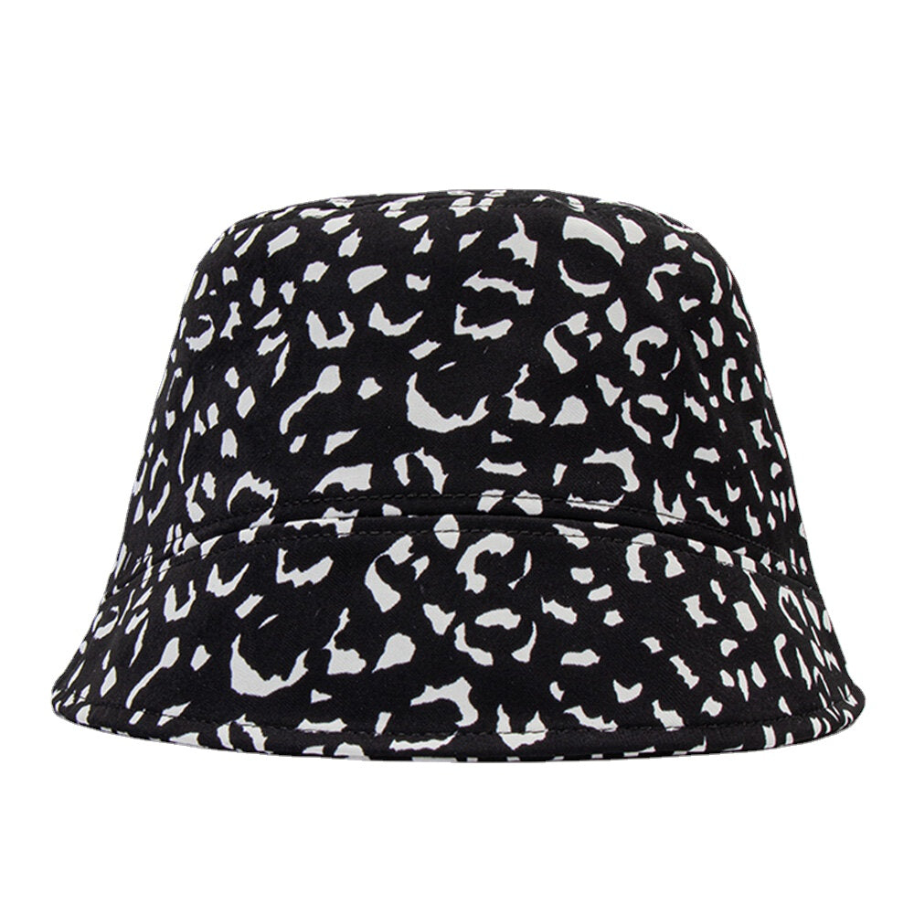 Women Patchwork Leopard Pattern Print Sun Hat Cotton Fashion All-match Sunscreen Bucket Hat