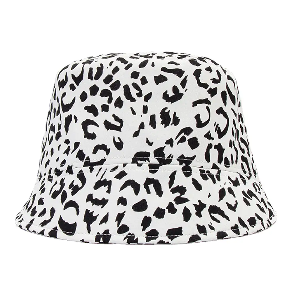 Women Patchwork Leopard Pattern Print Sun Hat Cotton Fashion All-match Sunscreen Bucket Hat