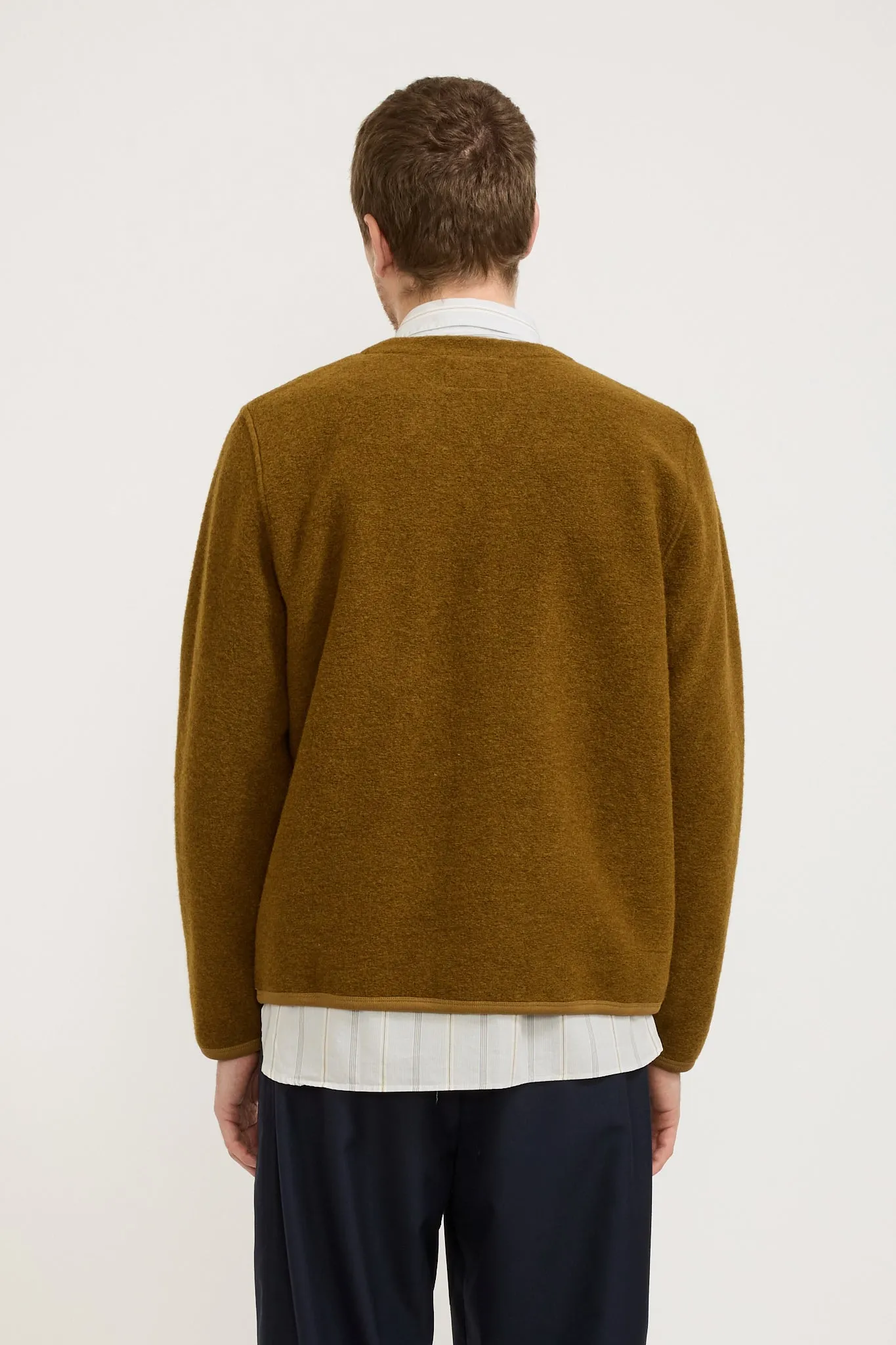 Wool Fleece Cardigan Mustard