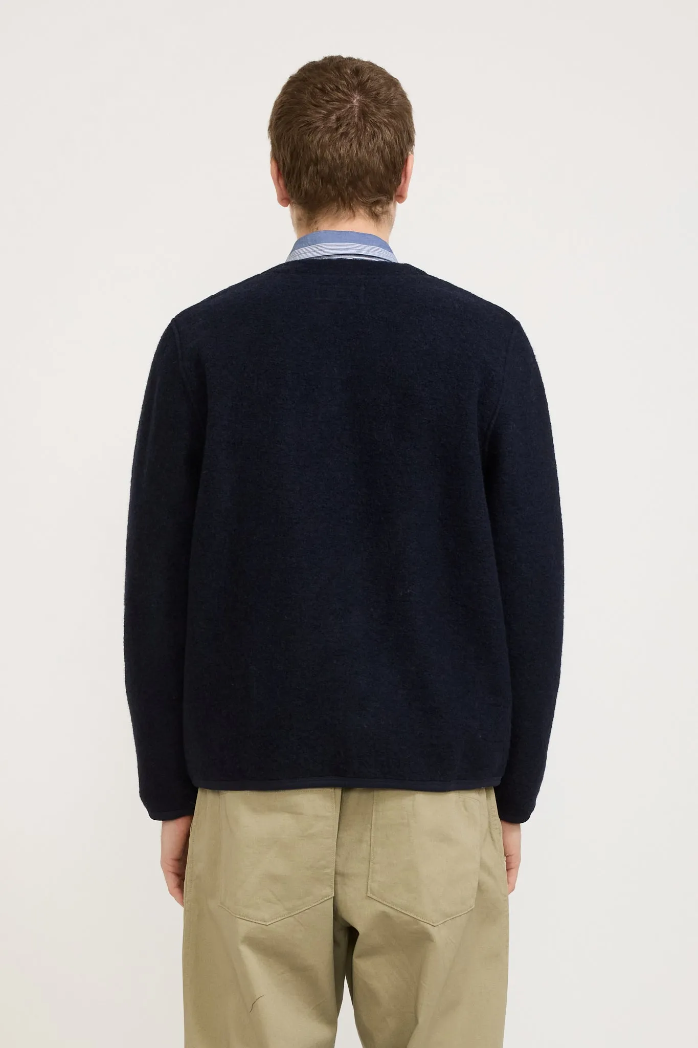 Wool Fleece Cardigan Navy