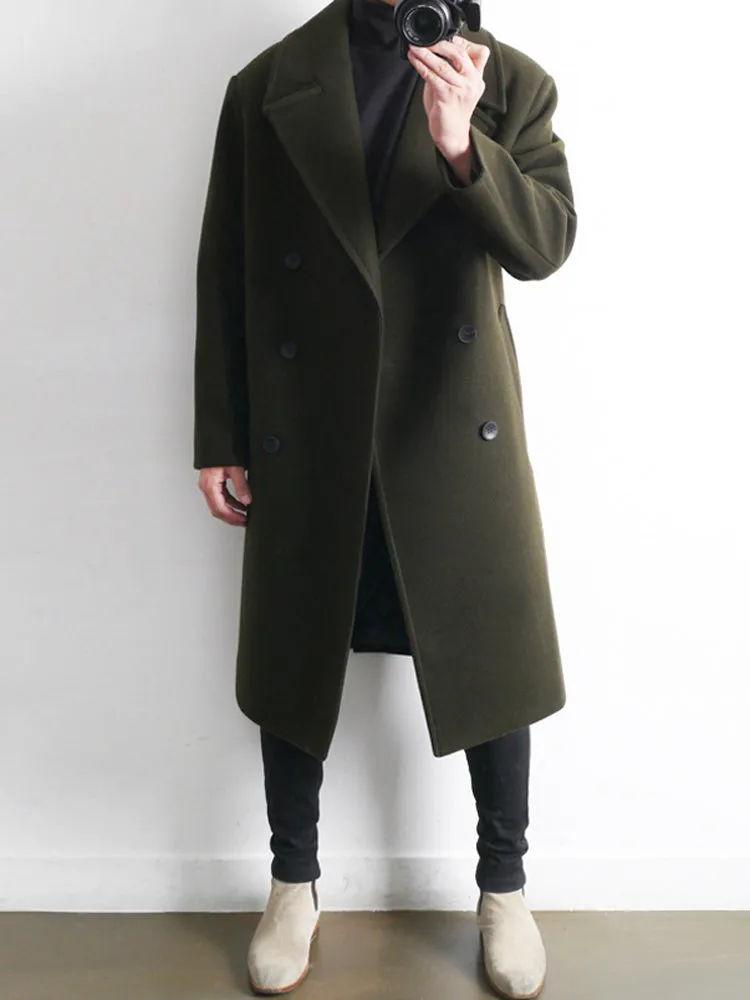 Woolen Men's Mid-length Trench Coat