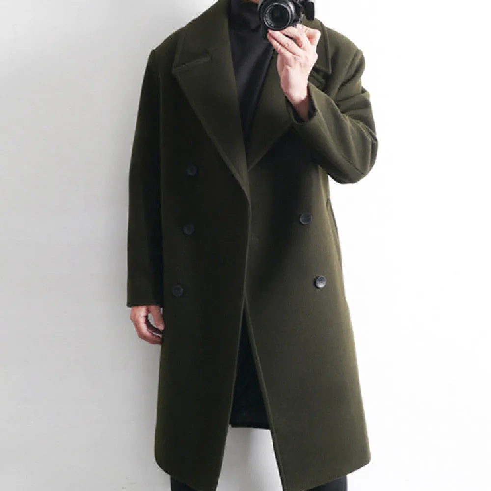 Woolen Men's Mid-length Trench Coat