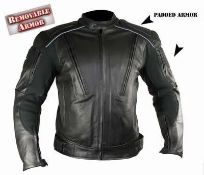 Xelement B9119 Men's 'Frenzy' Black Armored Leather Motorcycle Jacket