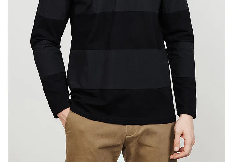 Xituodai 2022 Autumn New  Male Polo Shirt Long Sleeve Patchwork Contrast color Smart Caeual Cotton Blend Top Plus Size 60019