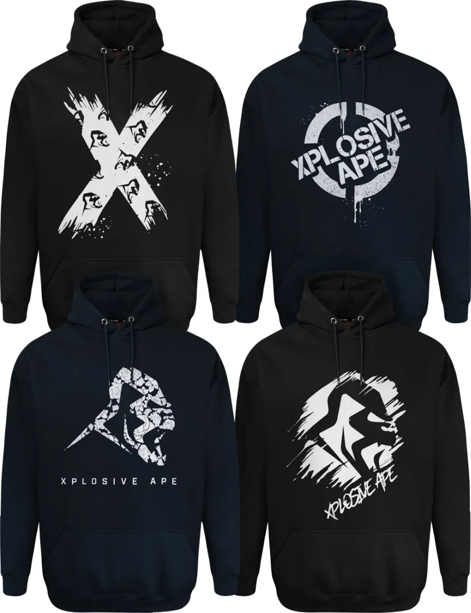 Xplosive Ape 4 Pack Origins, Toxic, Roses & Scrawl Hoody Set - Black Navy